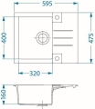 ROCK 30 kol. 91 czarny (59,5x47,5) zlew Granital 1kom. z syfonem POP-UP