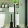 Wielofunkcyjny stojak uchwyt na papier toaletowy i szczotkę do wc kol. czarny