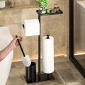 Wielofunkcyjny stojak uchwyt na papier toaletowy i szczotkę do wc kol. czarny