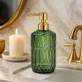 Dozownik szklany kryształowy na mydło płyn do naczyń AURA  kol. zielony + złoty