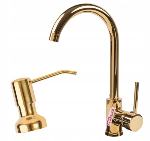 STEEL bateria kuchenna zlew kran złota dozownik