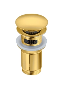 Mosiężny korek klik-klak z przelewem do umywalek, złoty