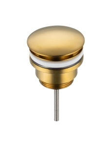 Mosiężny korek umywalkowy klik-klak, złoty, uniwersalny