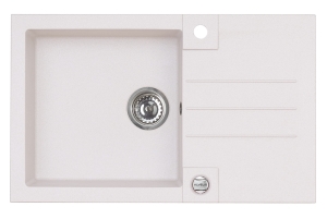 ROCK 130 kol. 11 biały (78x48) zlew Granital 1 kom. z syfonem POP-UP