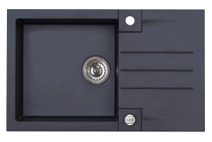 ROCK 130 kol. 91 czarny (78x48) zlew Granital 1 kom. z syfonem POP-UP