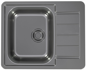 Monarch LINE 110 ANTRACYT 61,5x50 1k zlew wpuszczany z odpływem zatyczkowym fi 114 z syfonem