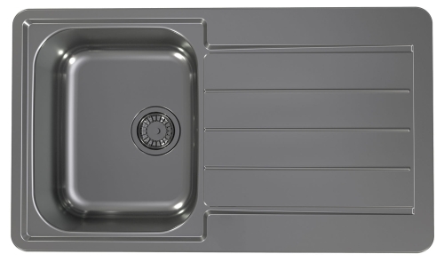 Monarch LINE 20 ANTRACYT 86x50 zlew wpuszczany zodpływem zatyczkowym fi 114 z syfonem