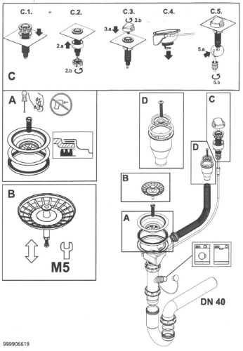 SYFON fi 114 pojedynczy horyzontalny POP UP przelew okrągły