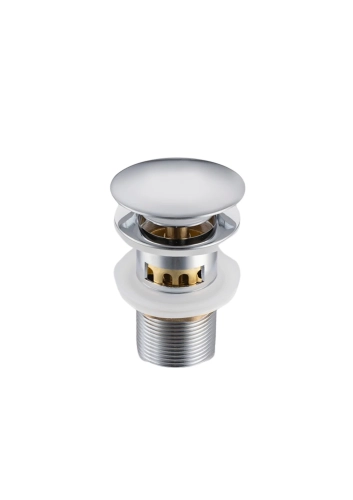 Funkcjonalny mosiężny korek klik-klak, chrom, z koszyczkiem i przelewem