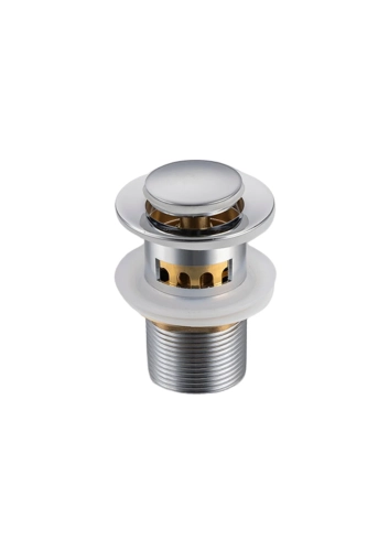 Elegancki korek umywalkowy klik-klak z koszyczkiem, chrom