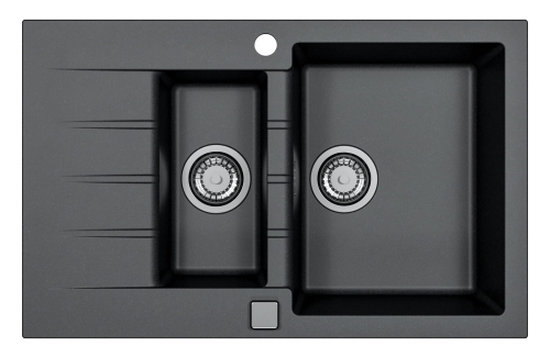 CADIT 70 kol. 91 CZARNY (790x500) zlew Granital 1,5 kom. z syfonem POP-UP 3 1/2"