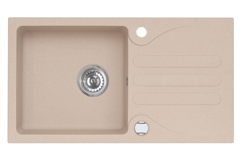 GALAPAGOS kol. 55 beż (780x435) zlew Granital z syfonem POP UP