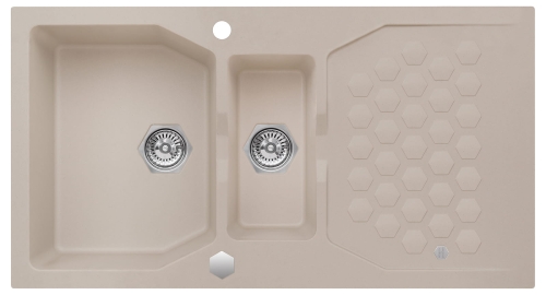 SENSUAL 70 kol. 02 pebble(98x52) zlewl Granital+ 1,5kom. z syfonem POP-UP