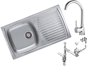 BASIC 170 Alveus zlewozmywak stalowy + bateria