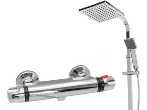 CUBIC TERMO - zestaw deszczownica + bateria termostatyczna prysznicowa chrom