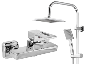 CUBO - zestaw bateria natryskowa prysznicowa + deszczownica chrom