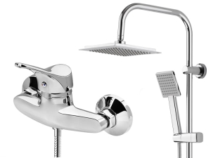 CUBE - zestaw deszczownica + bateria prysznicowa natryskowa chrom