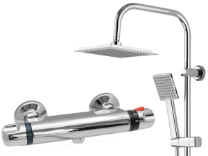 CUBO - zestaw deszczownica prysznicowa + bateria termostatyczna chrom