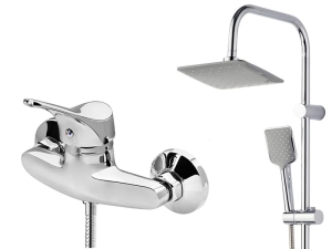 CUBE - zestaw deszczownica + bateria prysznicowa natryskowa chrom