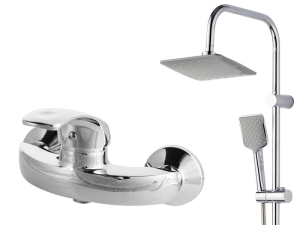 CUBE - zestaw deszczownica + bateria prysznicowa chrom