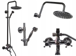 RETRO 120B deszczownica + bateria wannowa kran czarna