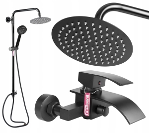 Zestaw prysznicowy czarny deszczownica + bateria