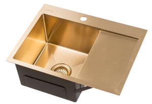STEEL 110 Plus zlewozmywak stalowy zlew gold złoty 3mm + syfon, sitko