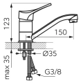 Bateria umywalkowa chrom Petite Ferro