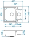 LINE MAXIM 50 SAT FS 615x500 1 1/2 zlew wpuszczany i na równi z blatem z syfonem pop up