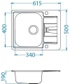 LINE MAXIM 60 SAT 615x500 1 k. zlew wpuszczany z syfonem pop up