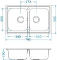 LINE MAXIM 90 SAT FS 790x500 2K POP-UP zlew wpuszczany z syfonem pop up