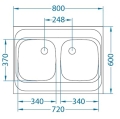 CLASSIC 40 SAT 80x60 2K zlew nakładany + odpływ zatyczkowy z syfonem