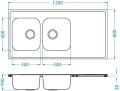 CLASSIC Pro 100 SAT 120x60 2K zlew nakładany z ociekaczem + syfon