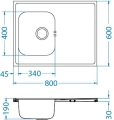 CLASSIC Pro 30 SAT 80x60 1K zlew nakładany z ociekaczem + syfon