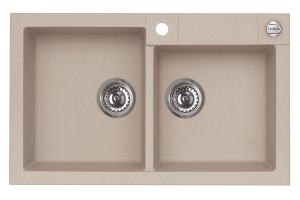 ROCK 90 kol. 22 piasek (78x48) zlew Granital 2kom. z syfonem POP-UP