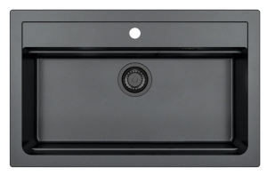 ATROX 40 BLACK EDITION kol. 91 CZARNY zlew Granital (790 x 500) 1 kom. z syfonem manualny 3 1/2" - SYFON BLACK