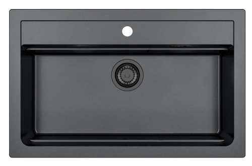 ATROX 40 BLACK EDITION kol. 91 CZARNY zlew Granital (790 x 500) 1 kom. z syfonem manualny 3 1/2" - SYFON BLACK