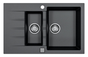 CADIT 70 kol. 91 CZARNY (790x500) zlew Granital 1,5 kom. z syfonem POP-UP 3 1/2"