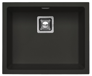 QUADRIX 50 kol. deep black (56x46) Zlew Granital+ z syfonem POP-UP