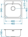 BASIC 140 SAT fi 114 45,6x46,5 1K zlew wpuszczany + odpływ zatyczkowy z syfonem