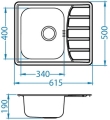 ZOOM MAXIM 10 SAT 61,5x50 1K zlew wpuszczany z syfonem