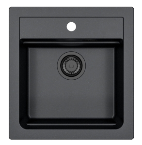 ATROX 20 BLACK EDITION kol. 91 CZARNY zlew Granital 1 kom. z syfonem manualny 3 1/2" - SYFON BLACK