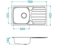 BASIC 170 SAT fi 114 78x43,5 1K zlew wpuszczany stalowy + syfon manualny