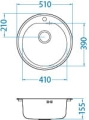 FORM 30 LEN 510 1K zlew wpuczszany 15,5 cm + odpływ zatyczkowy z syfonem