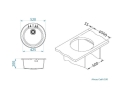 CADIT 100 kol. 22 PIASEK (fi 425 x 200 mm) zlew Granital kom. z syfonem manulanym 3 1/2"