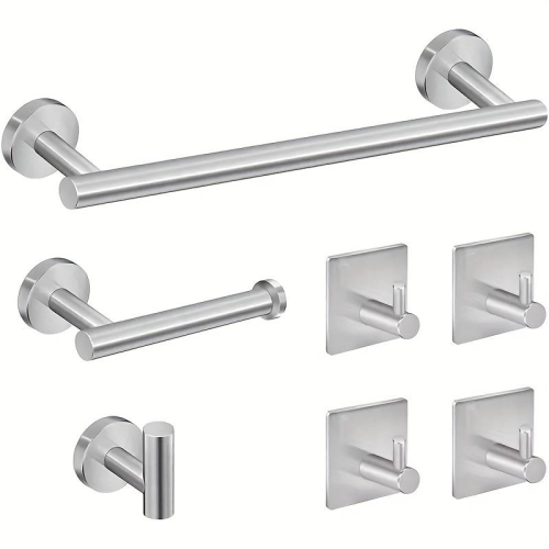 Zestaw wieszaków łazienkowych na ręczniki 7 elementów kol. inox