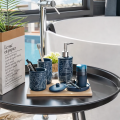 Zestaw łazienkowy Botan ceramiczny 4 el niebieski dozownik mydelniczka