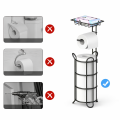 Stojak na papier toaletowy wolnostojący metalowy z półką czarny loft uchwyt organizer