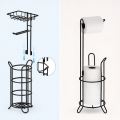 Stojak na papier toaletowy wolnostojący metalowy z półką czarny loft uchwyt organizer
