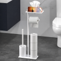 Stojak łazienkowy wielofunkcyjny WC papier szczotka półka organizer biały